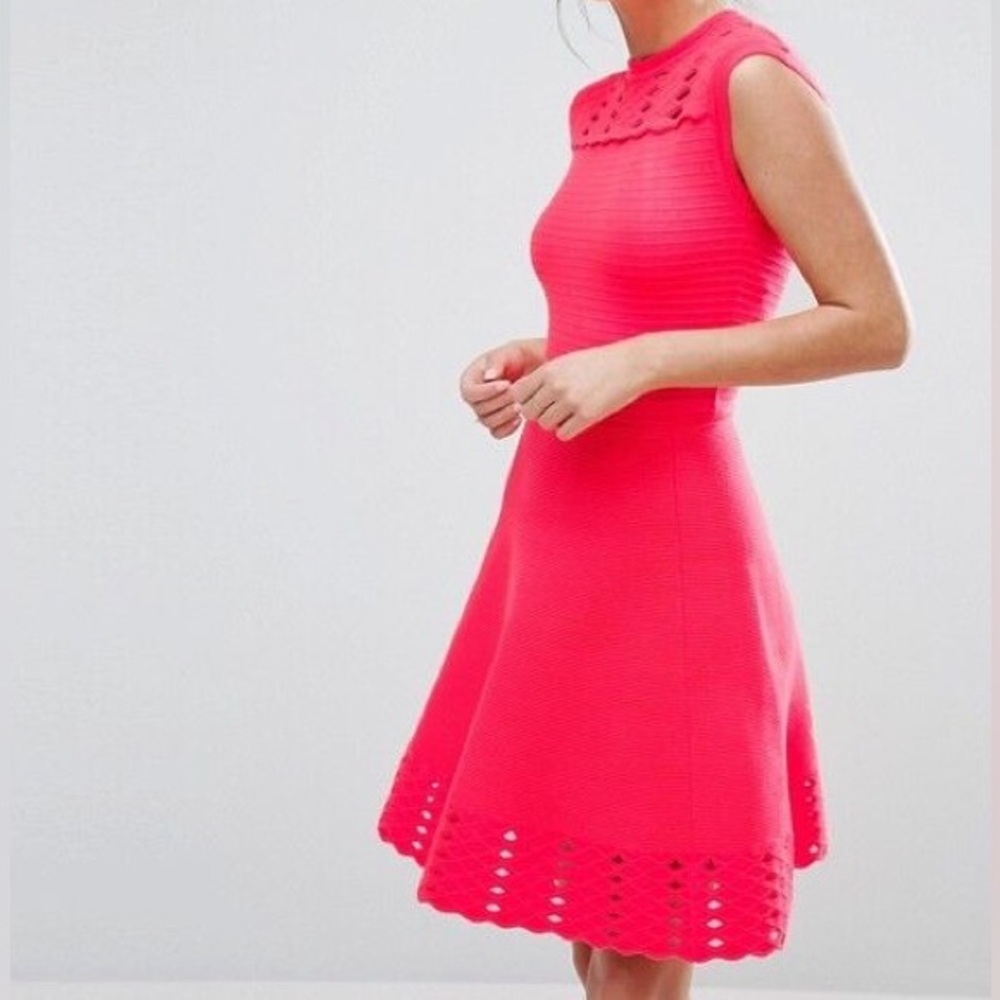 Authentin Ted Baker Womens Zaralie Jacquard Panel Skater Dress